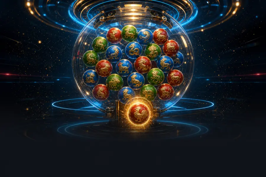 Vietnamese 12 Con Giap lottery chamber with zodiac balls